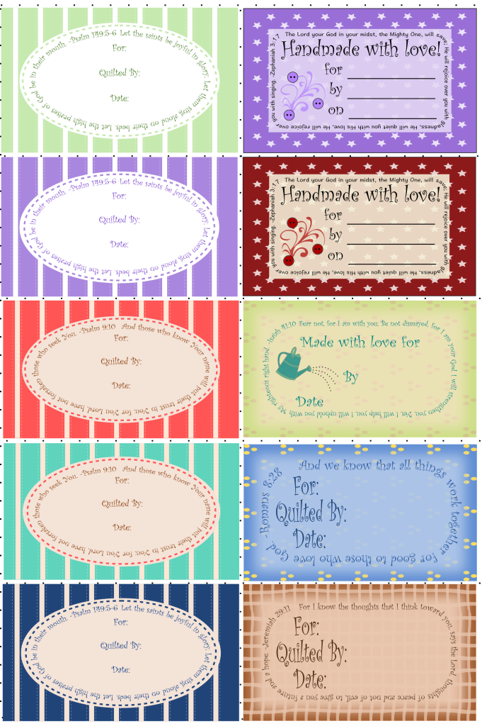 Quilt Labels 10 with Scriptures